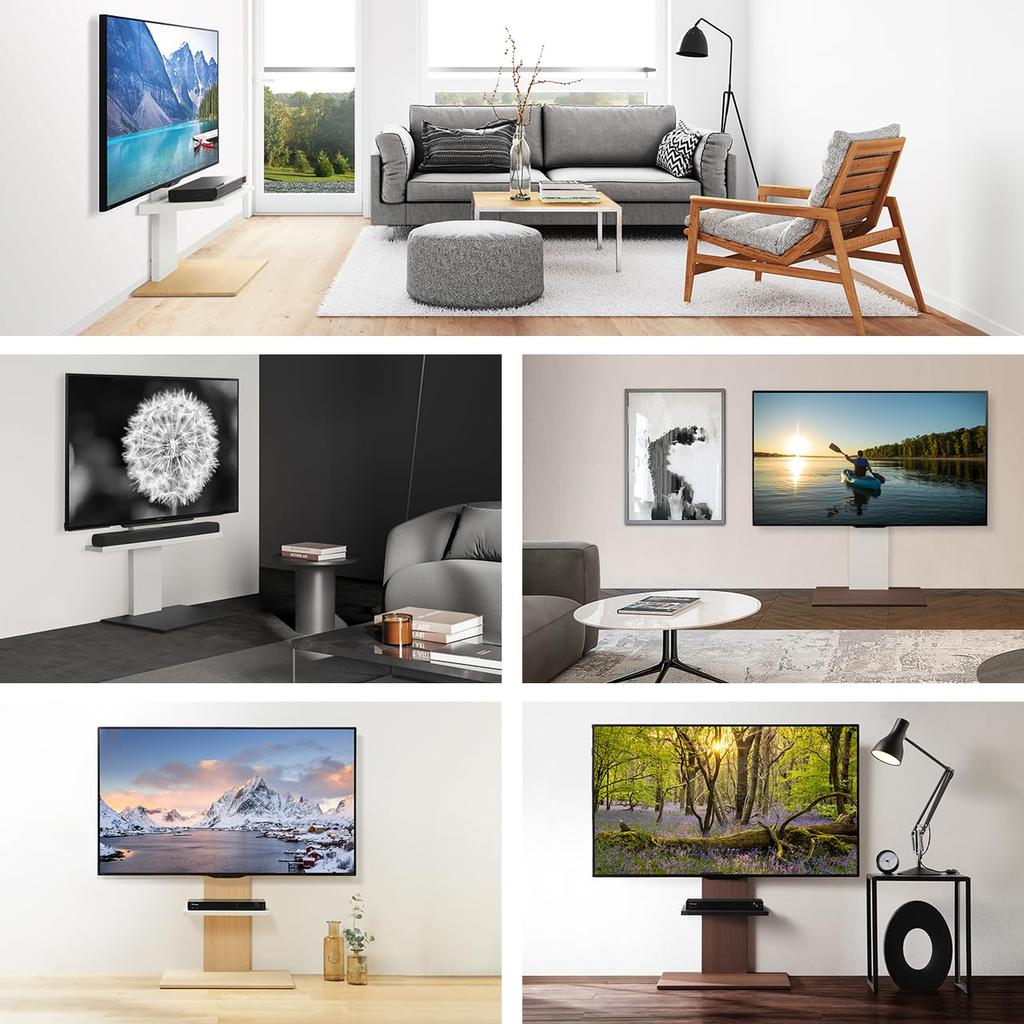 EQUALS TV Wall Mounted TV WALL V2 Low Type Shelf Board Regular Size Compatible with To All Walnut Satin Stand, Stand, (2020 Model) + Set, 32-inch