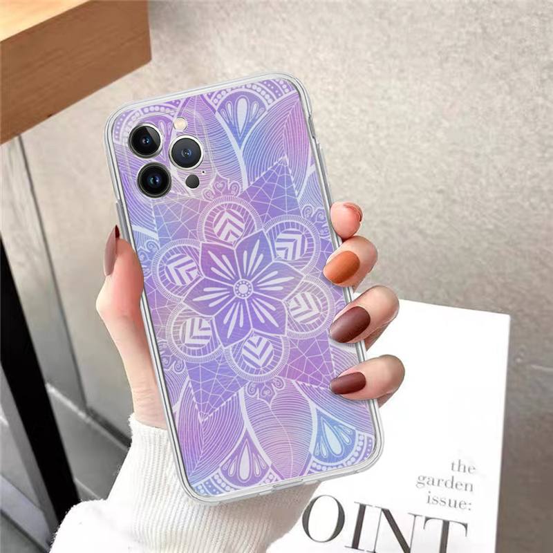 Flower Of Life In Lotus Phone Case For iPhone 14 13 12 11 Pro Max XS X XR SE 2020 6 7 8 Plus Mini Transparent Shell