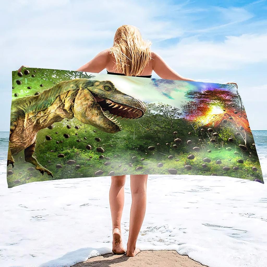 Dinosaur Beach Towel Jurassic World Animal Bath Towel Quick Dry Absorbent Soft Beach Blanket Travel Sport Spa Swim Pool Towels