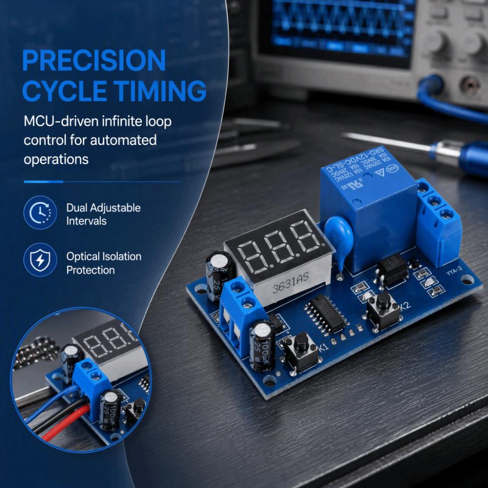 LED Display Timer Relay Module DC 12V Delay On Off Relay Cycle Timing Switch  Industrial Equipment
