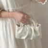 Spring and Summer New Fashion Joker Texture Pearl Pleated Clouds Pearl Sweet Pink Handbag Dinner Bag Bag Women's Handbag