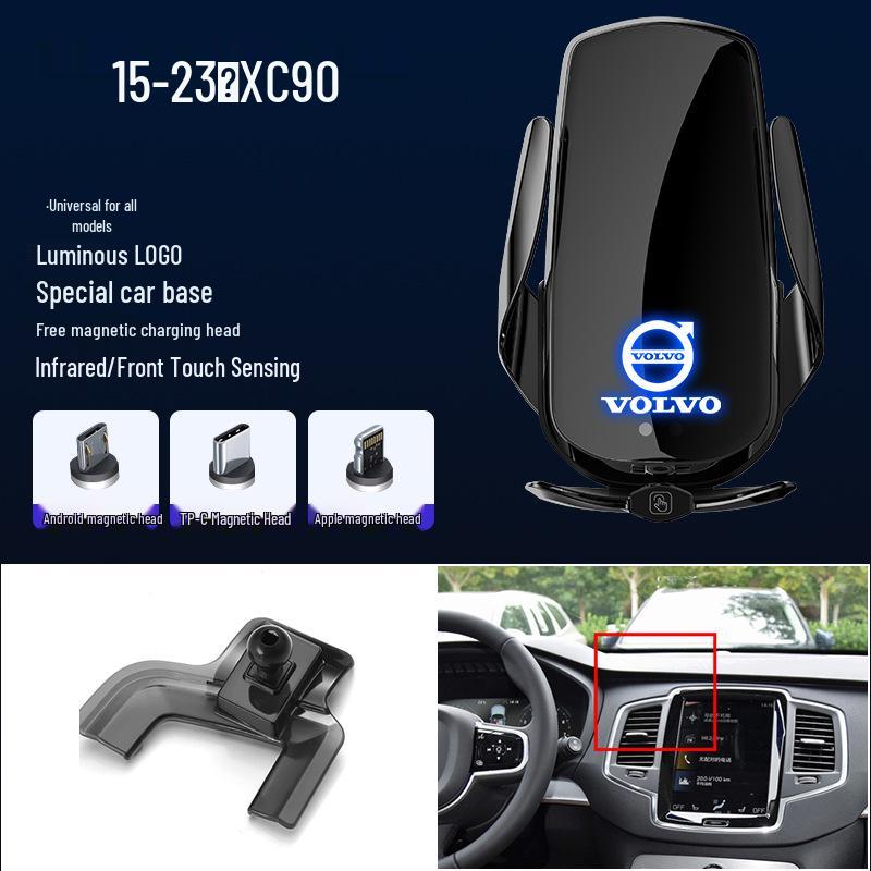 Volvo XC60/S90/V90/S60/V69 için Uyumlu Manyetik Kablosuz Hızlı Şarj Cihazı ve Telefon Tutucu
