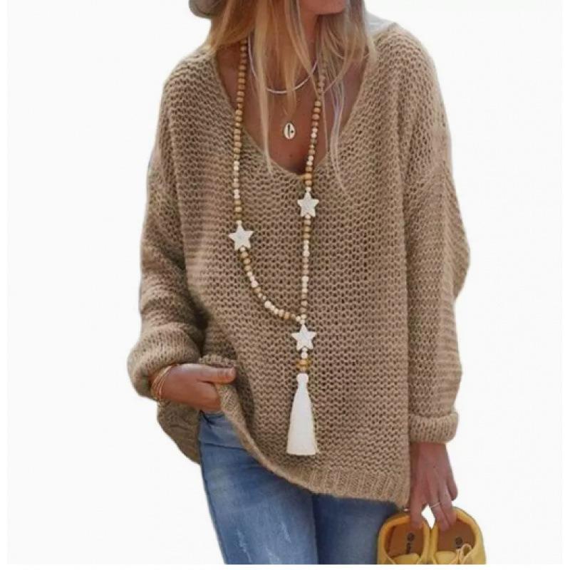 JPNTKY Women's Fashion Casual Solid Color Print Long Sleeve V Neck Blouses & Shirts