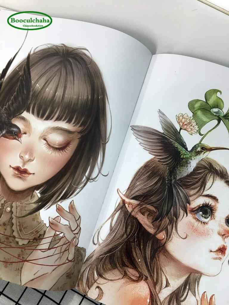 Chinese Aesthetic Ancient Style Line Drawing Book Colored Pencil Illustration Comic Path Sweep Flower 2-pack -