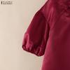 ZANZEA Women Stand Collar Casual Half Sleeve Blouse