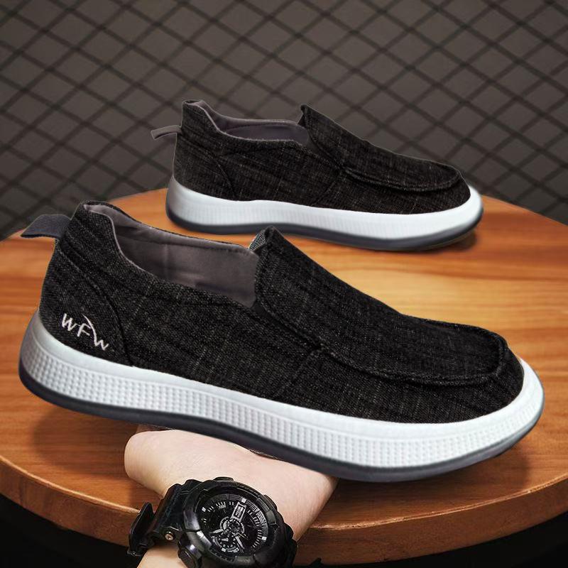 

Cloth shoes men s summer casual shoes driving shoes walking breathable soft sole not tired feet men s shoes 44 чёрный