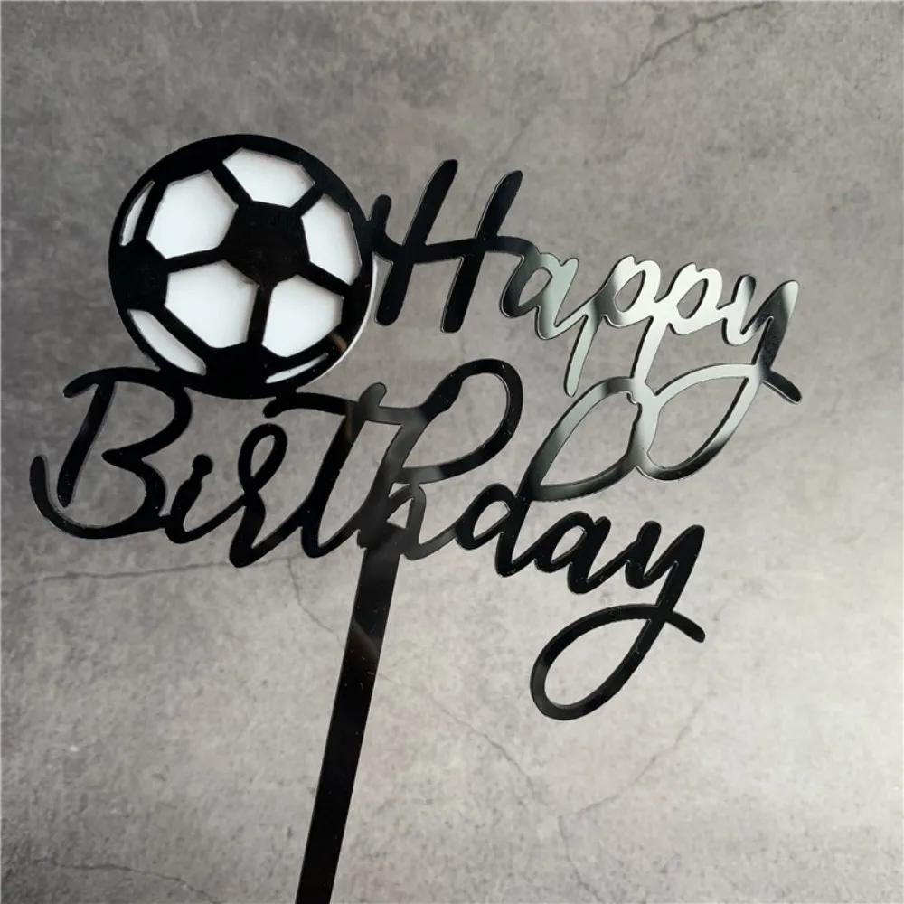 1PC Acrylic Boy Football Sports Theme Happy Birthday Cake Topper Cartoon Kids Soccer  Decoration Party Supplies