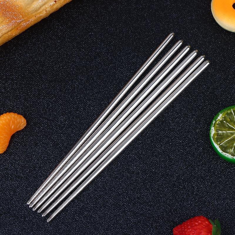 Stainless Steel Chopsticks Reusable Household Round Metal Chop Sticks Japanese Sushi Food Stick Kitchen Tableware Cutlery