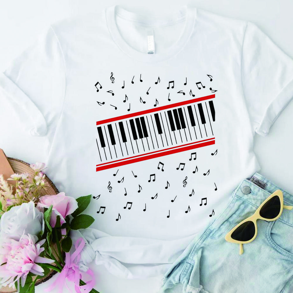 MJ Beat It Piano Keys T-Shirt King of Pop Music Tee Retro 90s Style Shirts Unisex Short Sleeves Casual Tops Fan Gifts Tops