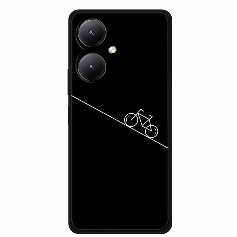 Black TPU Soft Case for Y27 4G, Y35, Y35m+, Y55T 5G Phones - Cross-Line Design