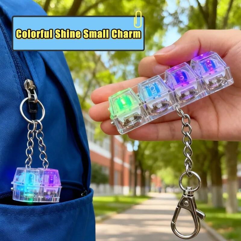 Toys LED Glowing Keyboard Keychain Fingertip Stress Relief Uncompressed Buttons Keyring Student Schoolbag Pendent Gifts