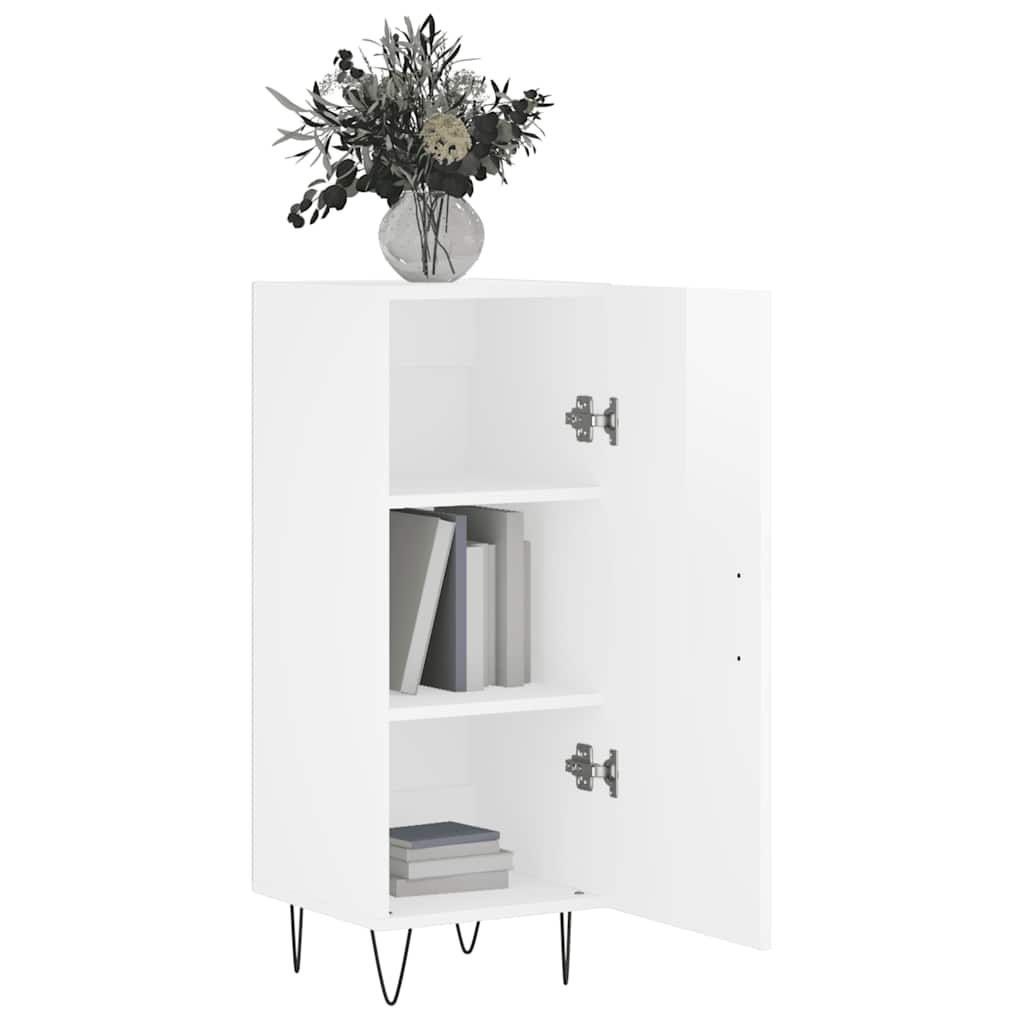 Sideboard High Gloss White 34.5 x 34 x 90 cm Engineered Wood
