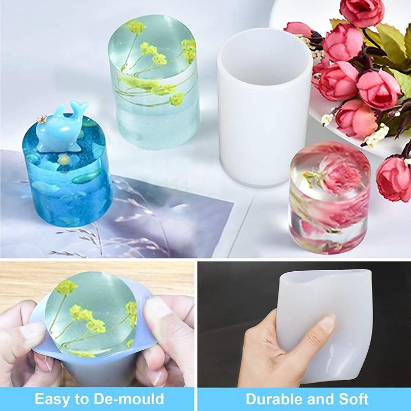 Cylindrical Silicone Mold DIY Epoxy Resin Candle Mold Aromatherapy Candle Clay Gypsum Process Casting Mold Christmas Decoration