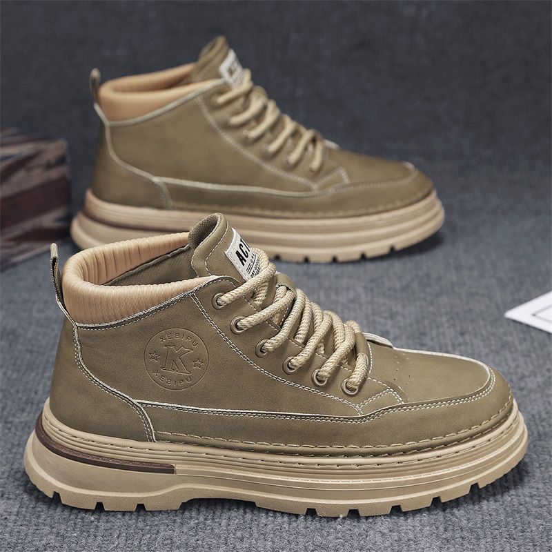 Martin Boots Men's Shoes Autumn New High-top Leather Shoes Work Shoes Men's Korean Style Trendy Versatile Thick-soled Casual Short Boots