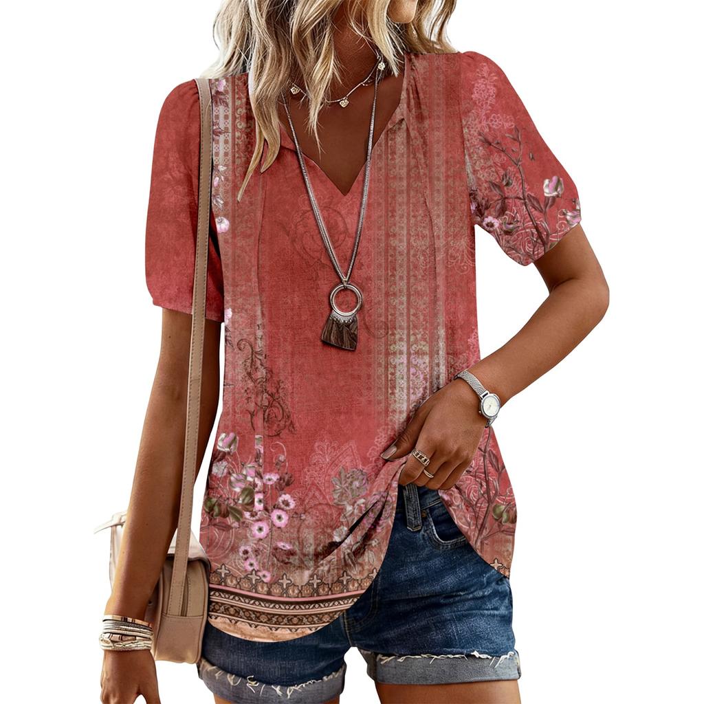 Women's Fashionable Casual Vintage Printed Top