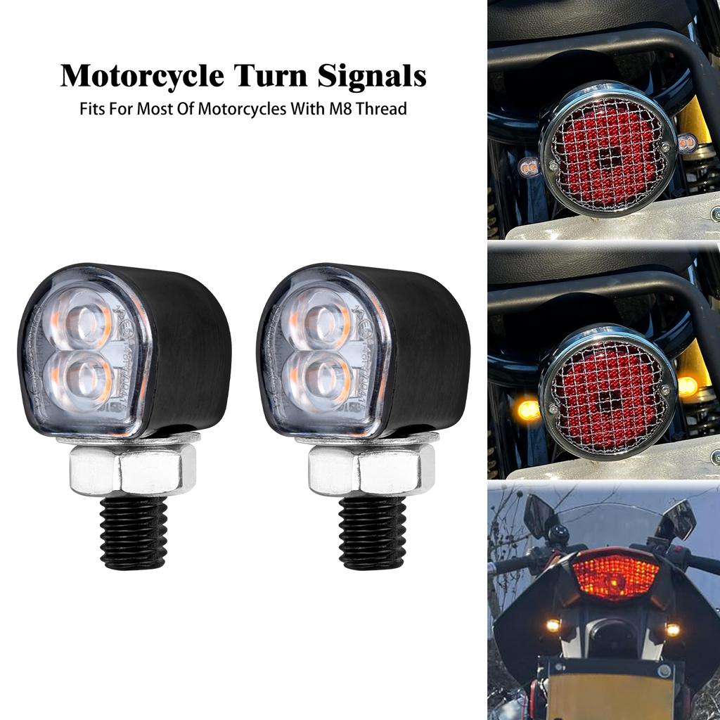 Motorcycle LED Turn Signal 8mm Mini Indicators Rear Front Blinker Lights Amber Flasher Lamp Universal For Cafe Racer For Harley
