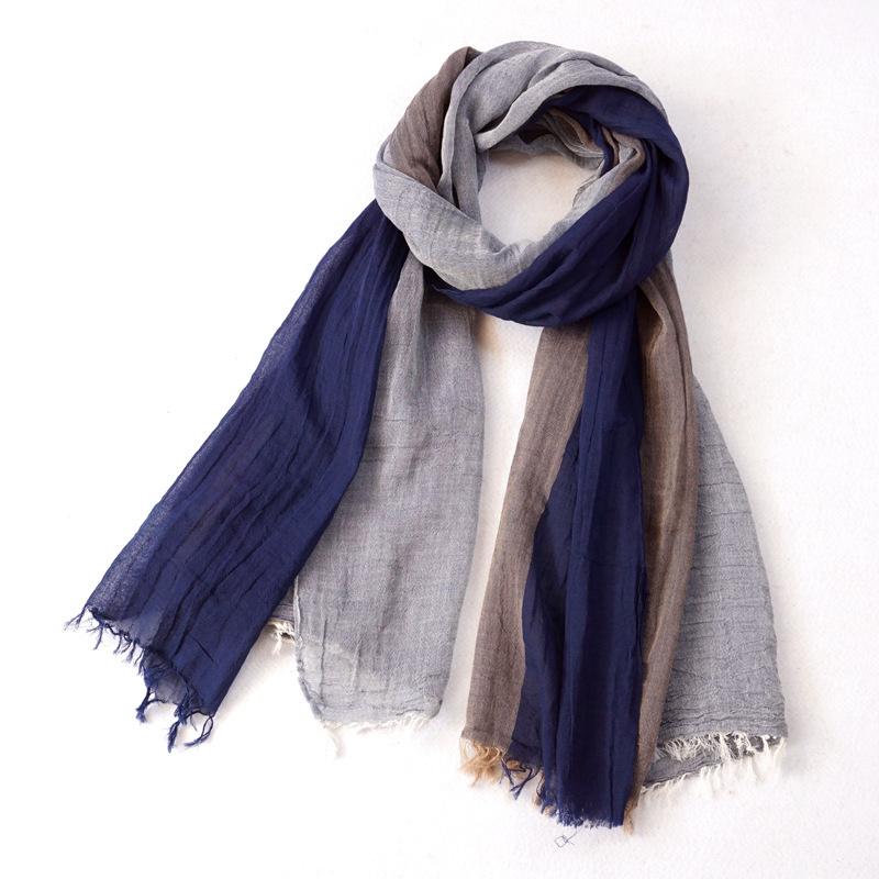 Patchwork Cotton Linen Men Scarf Autumn Winter Striped Tassel Scarf Men's Shawl Wrap Fashion Casual Male Bufandas Accessories
