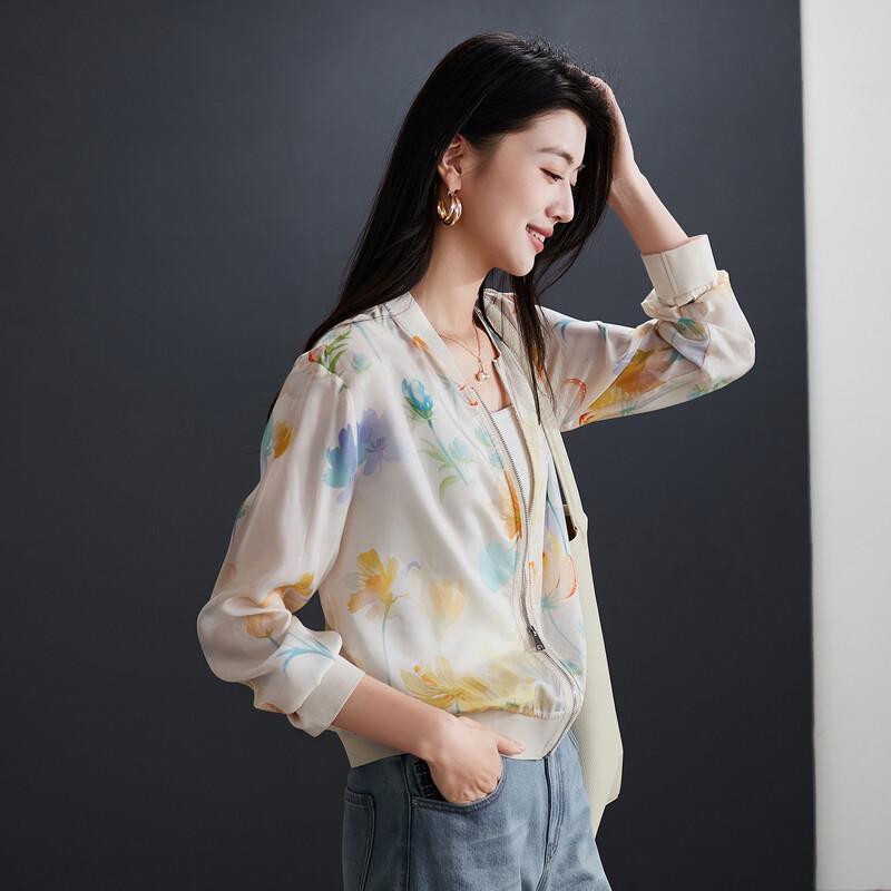 Sofsil Women s Silk Floral Bomber Jacket XL