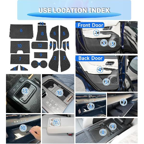 SXCY for 2023 2024 Nissan Ariya Cup Holder Inserts Liner 2023 2024 Ariya Door Slot Mats for 2024 Nissan Ariya Accessories Center Console Liners 2024