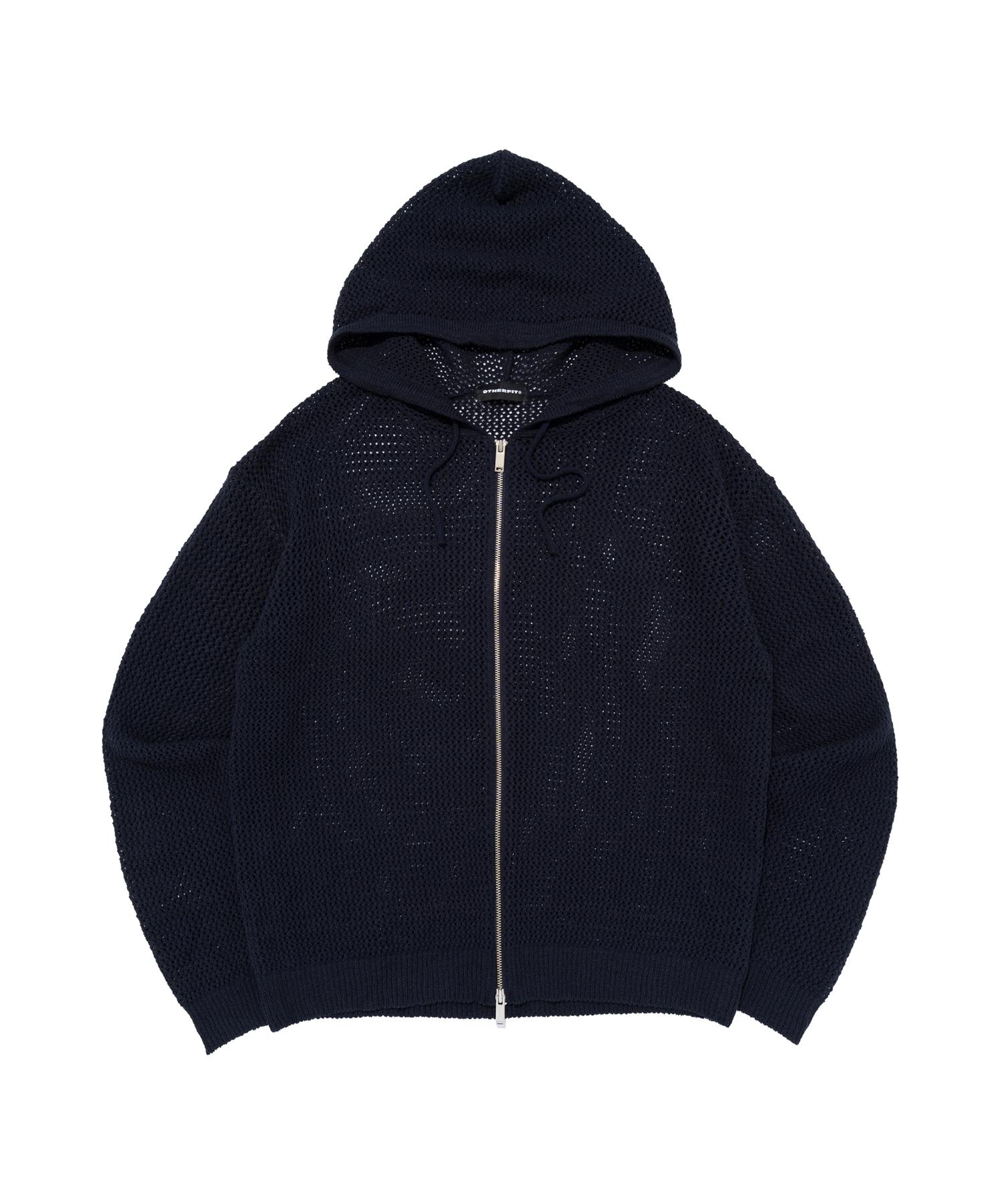 Ader Fits Scaly Net Knit Zip-Up Hoodie (Navy) Free