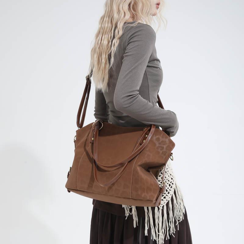 Faux-Leder-Tragetasche Damen-Umhängetasche mit Leopardenmuster-Design