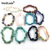 Natural Gemstone Chip Bracelet Amethyst Irregular Stone Beaded Stretch Bangle for Women