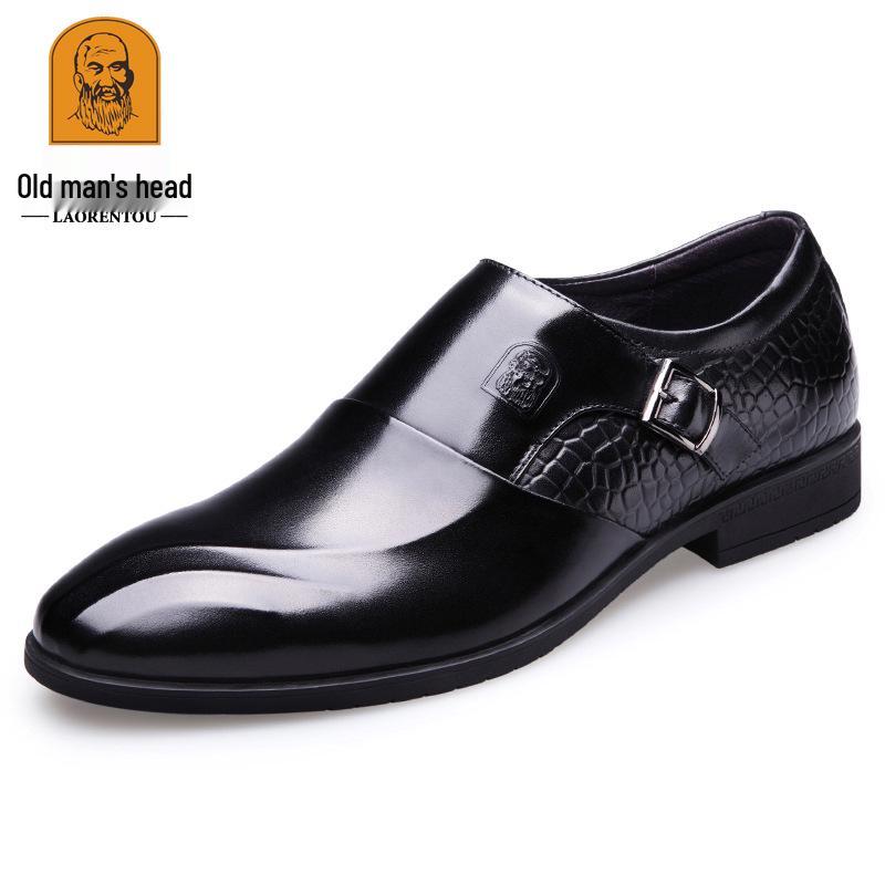 Laorentou Men s Slip-On Leather Dress Shoes - Pointed Toe, Casual  Business Size 39