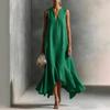 New Fashion Deep V Neck Sleeveless Slim Fit A-Line Dress