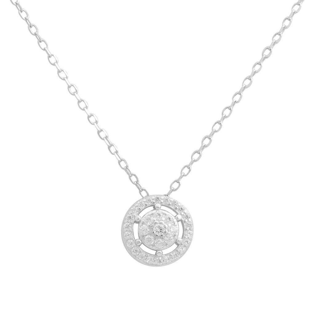 Silver Necklace with Cubic Zirconia, Item Weight 2.23 G (2184393)
