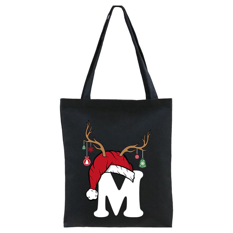 Christmas 26 English Letter Printing Tote Bag Shoulder Bag Women's New Large Capacity Go Out Portable