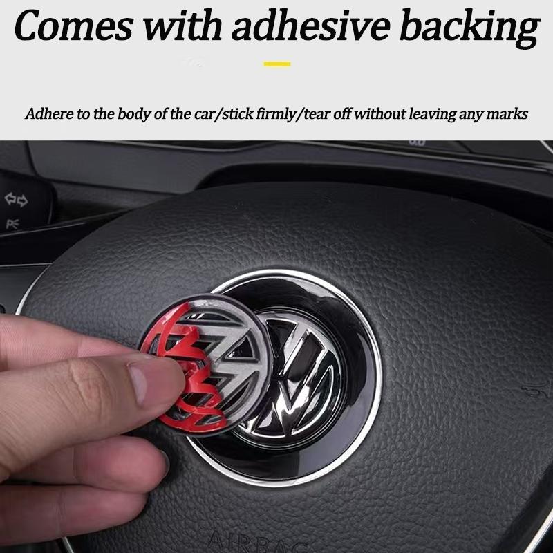 FD06-Valve Stems Caps ABS Carbon Fiber Pattern Volkswagen Steering Wheel Label Sticker Badge For Volkswagen VW RLine Golf Amarok T5 T