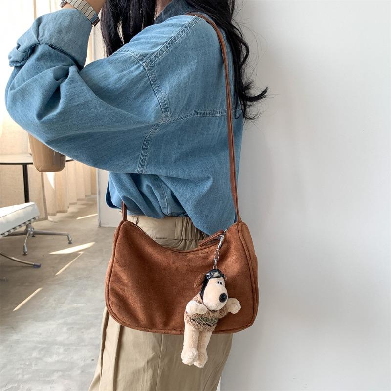 Autumn and winter suede bag fashion versatile retro shoulder messenger bag design sense niche small square bag women