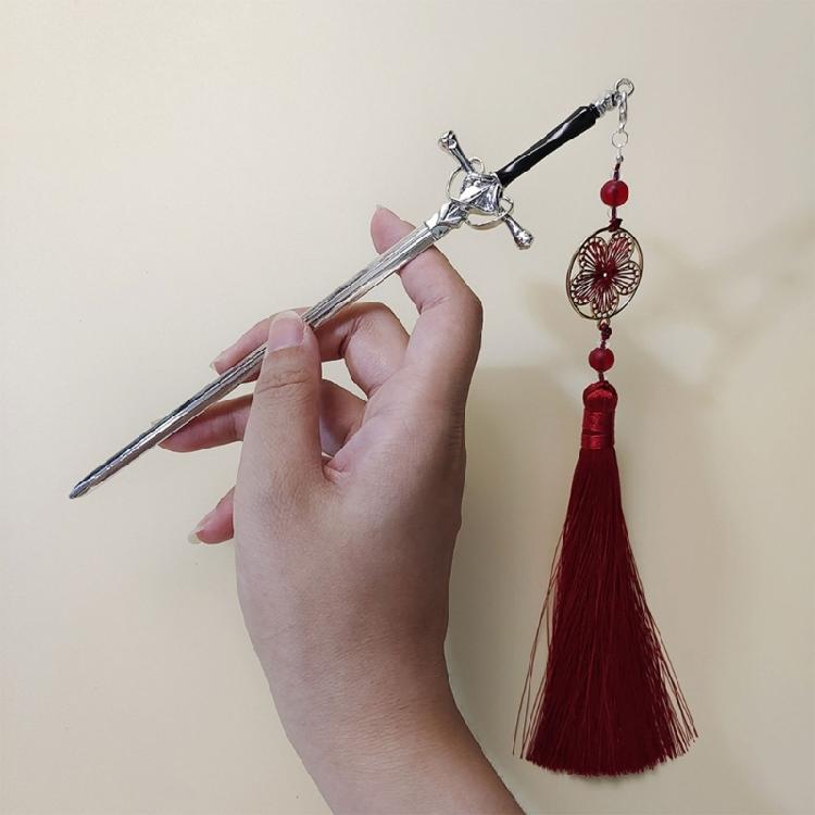Stylish Hair Clip Swords Shaped Tassels Hair Barrette Alloy Texture Hair Accessory Hairpin Present for Swords Enthusiasts