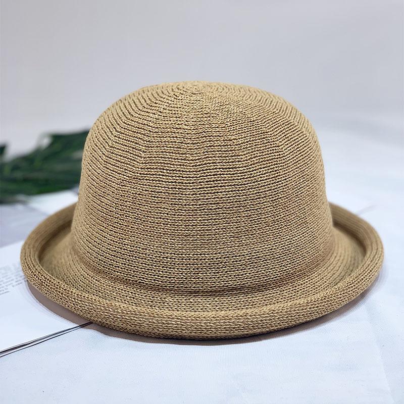 Korean Version of Curled Dome Top Hat, Women's Winter Fashion Straw Hat, Knitted Basin Hat, Japanese Casual Versatile Bucket Hat