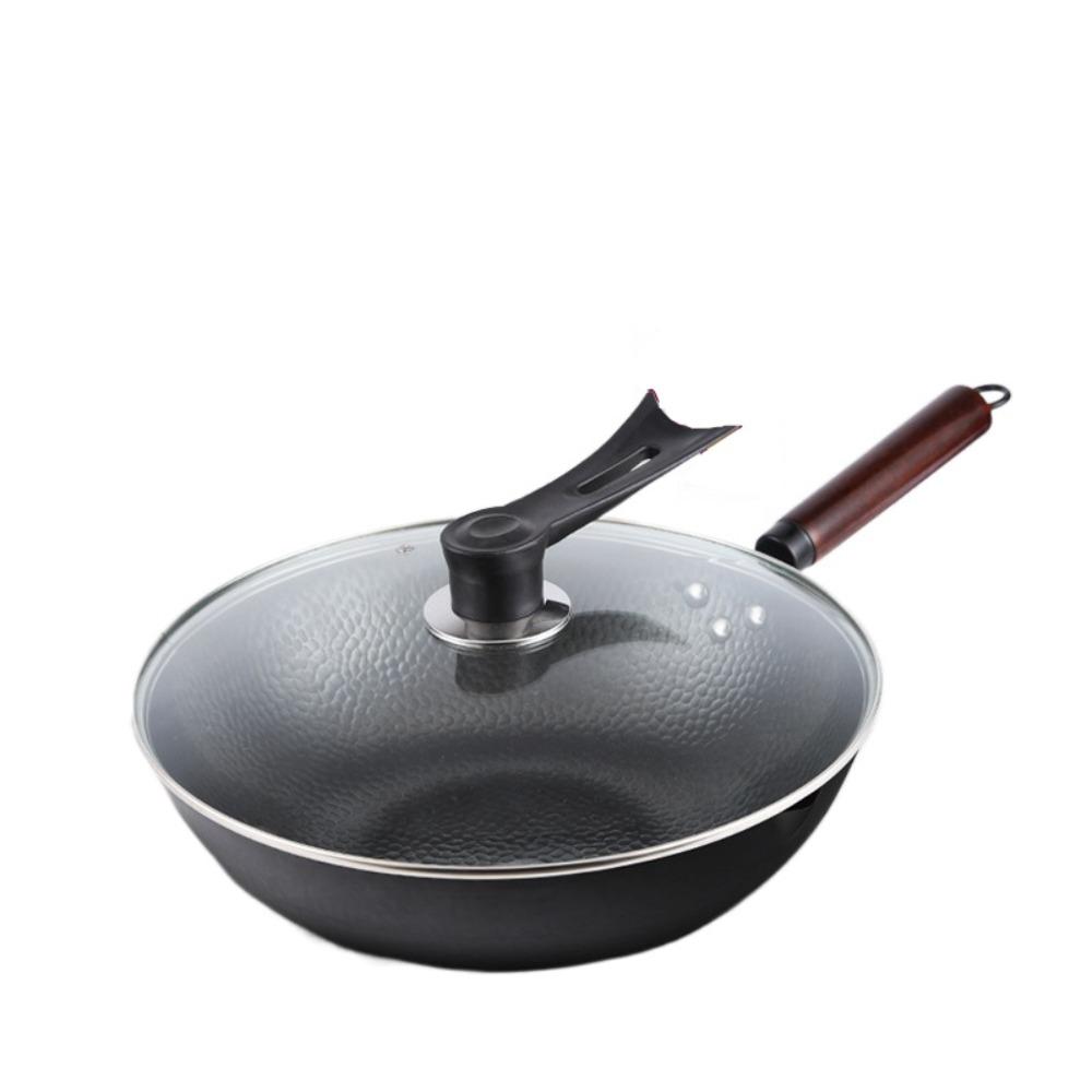 Thickened Chinese Wok Hand-forged Iron Wok Durable Cast Iron Pan  for Gas Induction Cooker