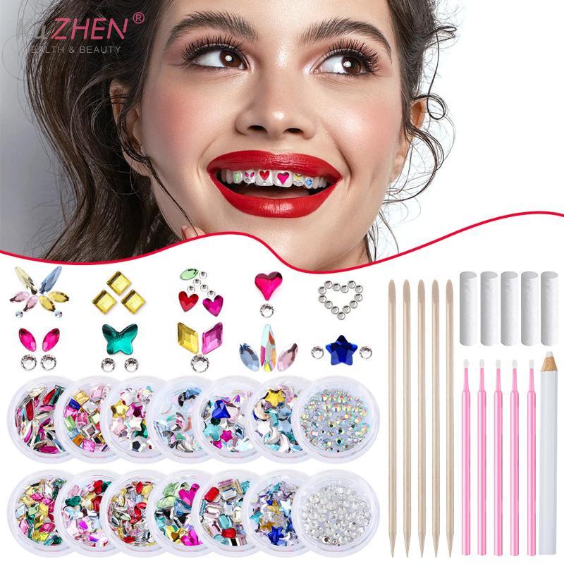 1 Set Dental Tooth Gems Crystal Glass Diamond Butterfly Shaped Ornament Diy Tools Various Shapes Color Teeth Jewelry Decorations