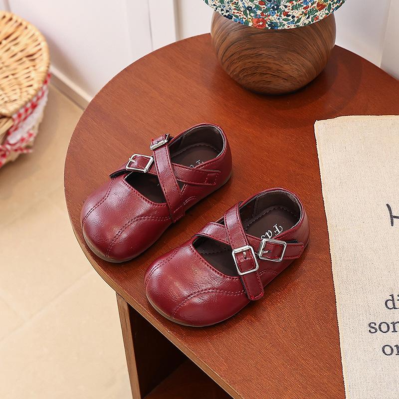 [Spring Girls Red Leather Shoes Soft Sole Princess Shoes Vintage Princess Shoes for Toddlers and Kids]