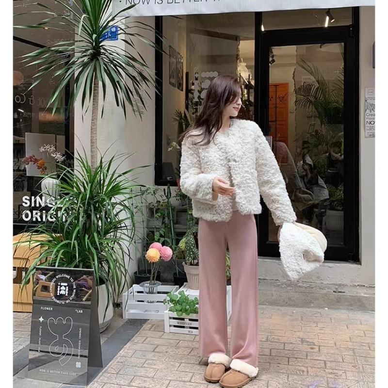 Fur integrated snow boots 2025 autumn and winter new flat-bottomed fluffy slippers women's home velvet bag head half-drag cotton shoes