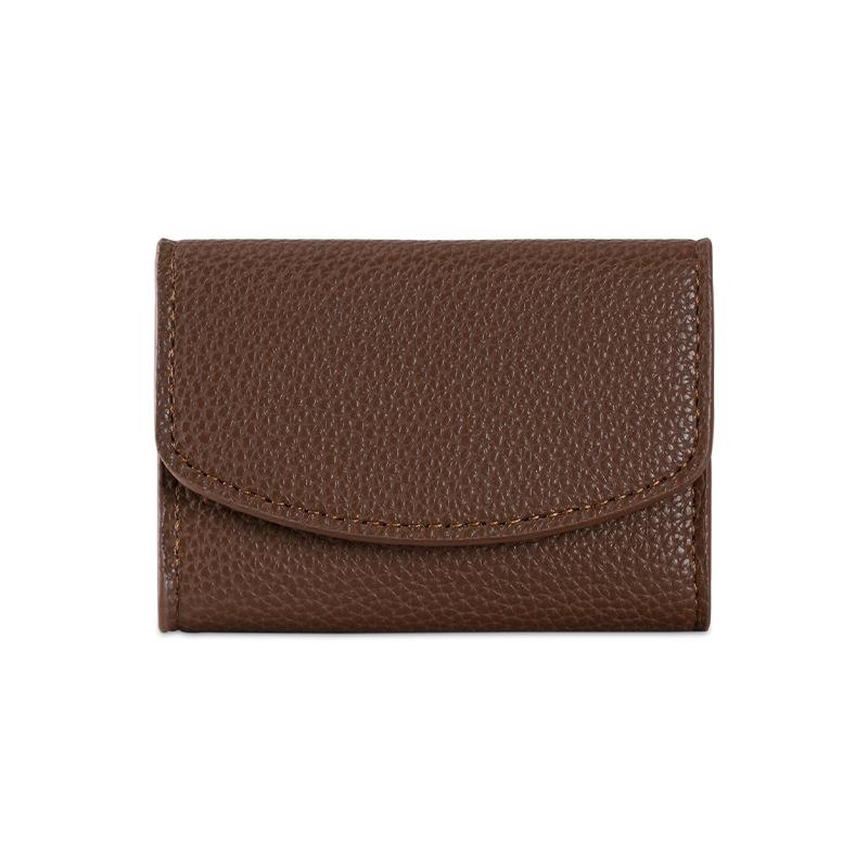 PU Japanese-style Short Three-fold Wallet Women's High-end Sense of Portable Coin Purse Fashion Buckle Wallet Large Capacity