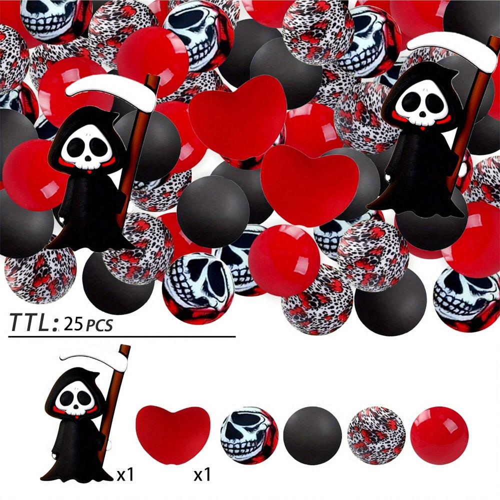 25PCS Multi-Size Halloween-Themed Silicone Beads Set, Perfect for DIY Craft Projects Like Keychains, Necklaces, Bracelets & More