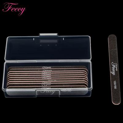 10 Uds limas de uñas con caja de almacenamiento 100/180 papel de lija grueso fuerte para manicura pulido doble arena herramienta de Arte de uñas