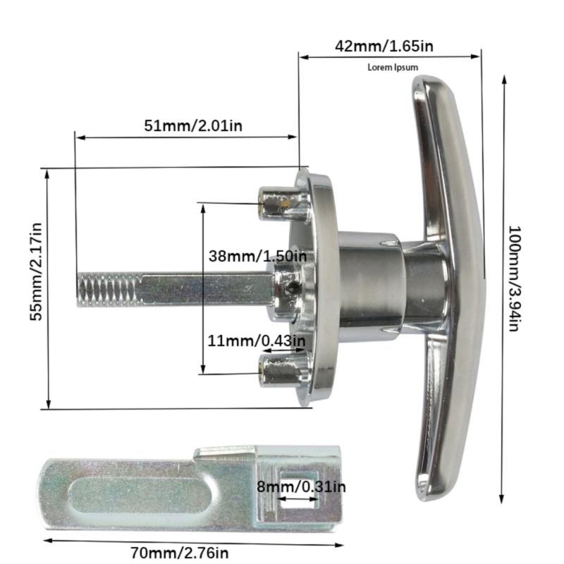 Set Of 2 Rotatable T Handle Locks For Automotive Marine And Industrial Use Strong Metal Material