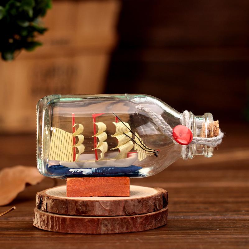 Mediterranean Style Glass Ship in a Bottle Ornament - A Popular Tourist Keepsake