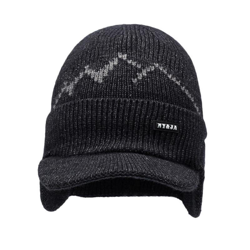 Zimowa Męska Aksamitna Gruba Wiatroodporna Ciepła Wełniana Czapka Do Jazdy Dzianinowa Czapka