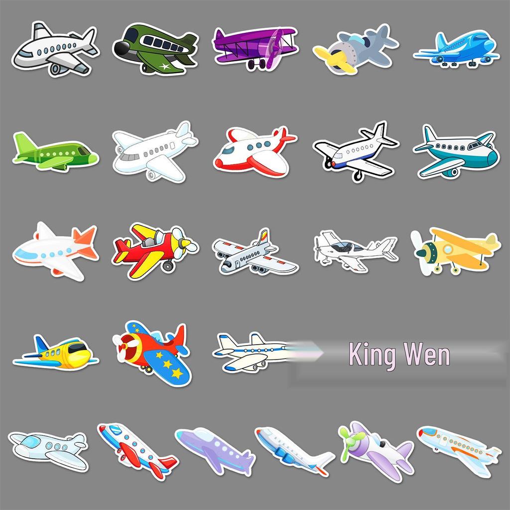 51pcs Waterproof Cartoon Airplane & Vehicle Stickers for Journals and Thermos Cups