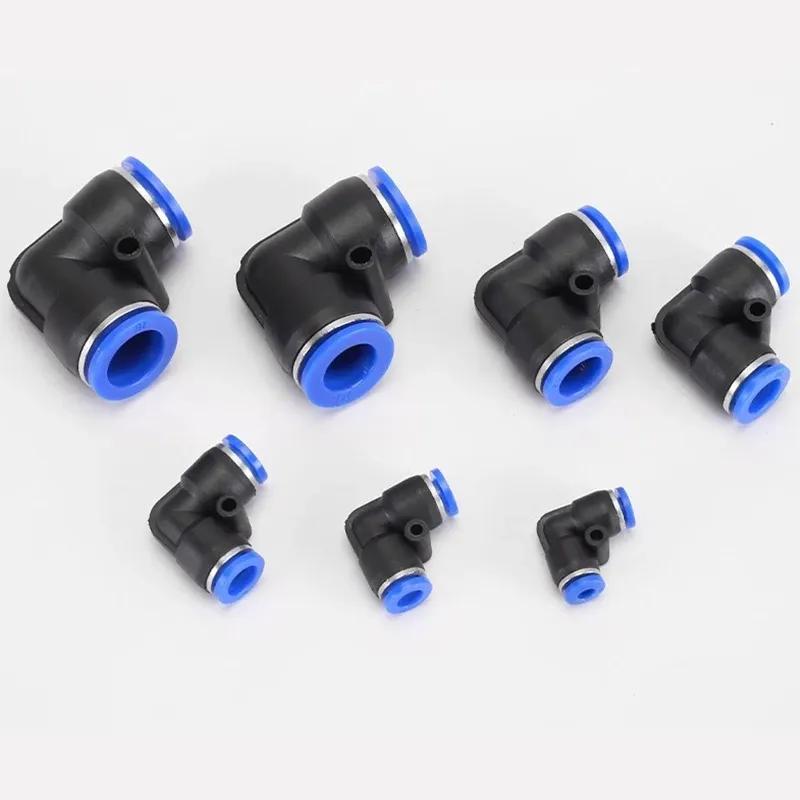 10PCS PV Degree Elbow Pneumatic Quick Fitting Plastic 4mm 6mm 8mm 10mm 12mm Air Hose Fitting Pipe Push In Water Quick Connector