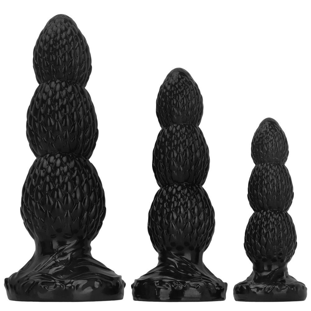 Black Pointed Oversized Bead Anal Plug Suction Cup Anal Sex Product, Erotic Extra Large Thick Fist Toy Anal Dilation Toy