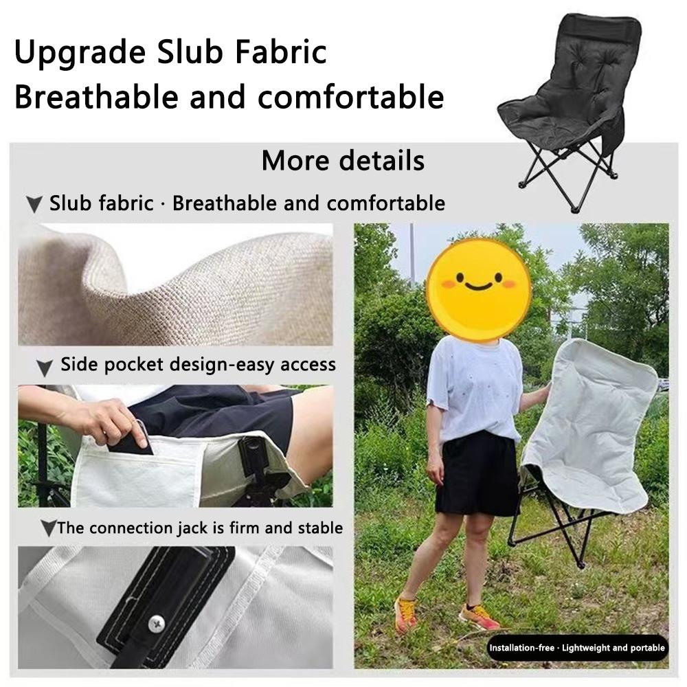Padded Comfy Folding Camping Chair High-Back Adjustable Moon Chair Supports 550lbs for Camping & Outdoor Sketching, Hiking