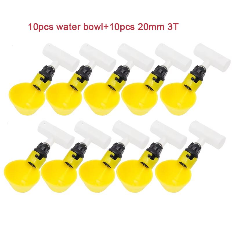 

10Pcs 20/25mm Automatic Chicken Quail Drinker Bowl Bird Water Cups Thread Connecting Pipe Poultry Quail Bird Drinking Supplies