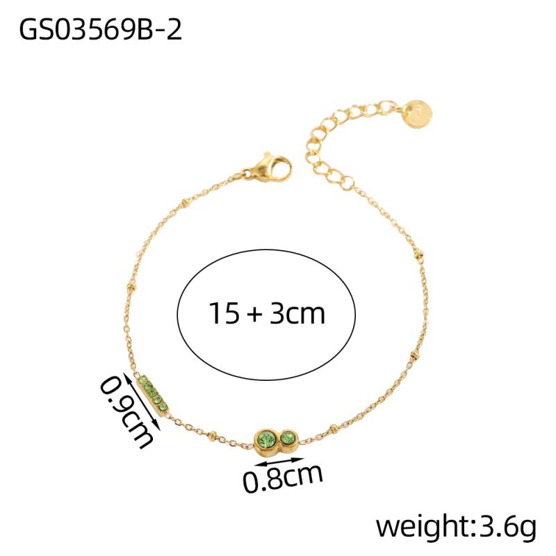 CARLIDANA Gold Plated Non Tarnish Jewelry Zircon New Colorful Zircon Pendant Chic Women Stainless Steel Link Chain Bracelet